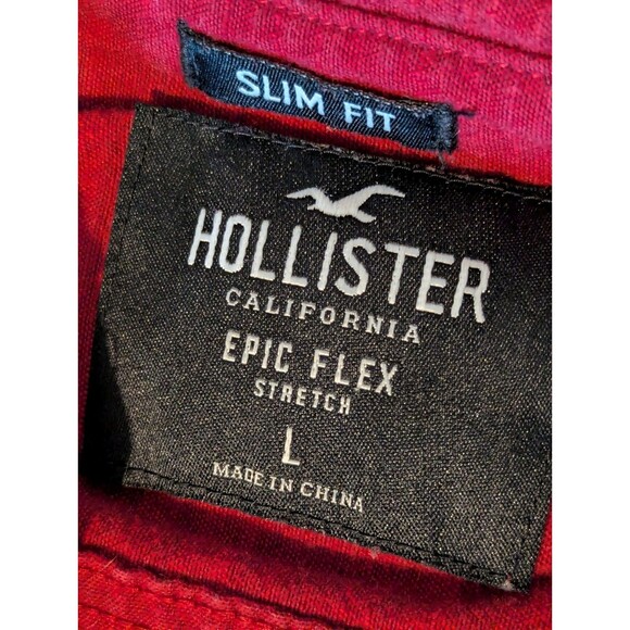 Hollister Epic Flex SlimFit Button Down Long Sleeve Shirt L Stretch Cotton Blend - Picture 4 of 7